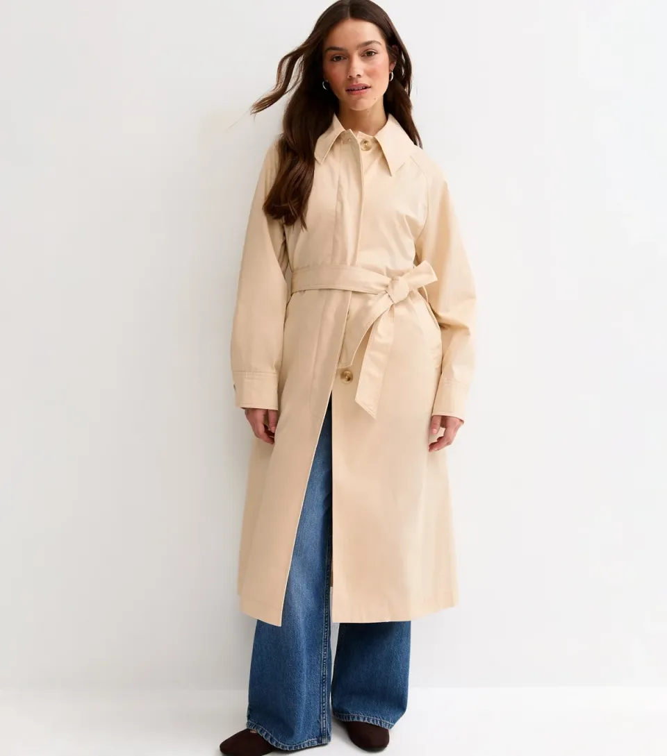 Women's Petite Cream Mac Trench Coat