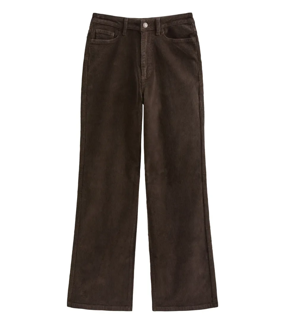 Women's Dark Brown Cotton Rich Corduroy Adalae Wide Leg Jeans