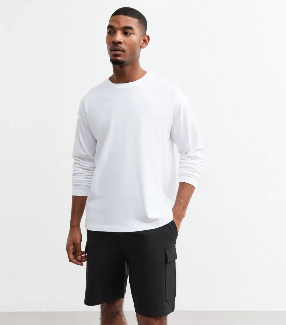 Men's Black Regular Cargo Pocket Jersey Shorts