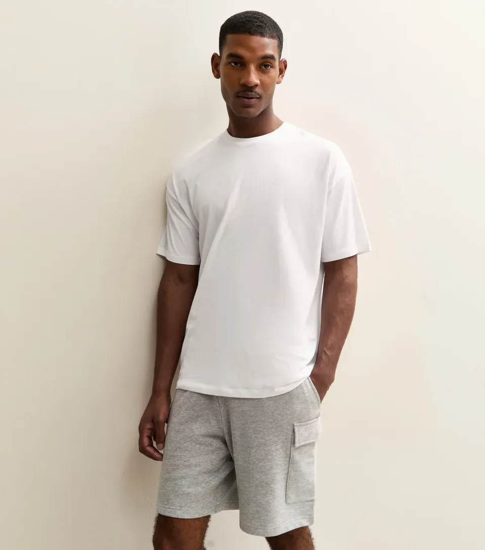 Men's Grey Marl Regular Cargo Pocket Jersey Shorts
