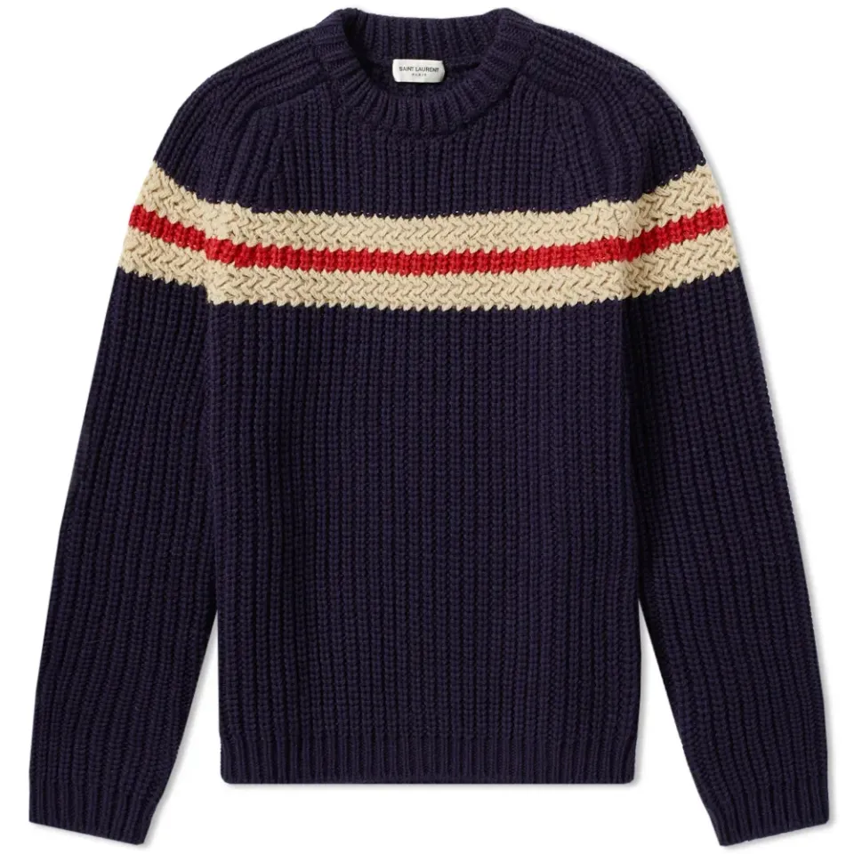 Chunky Chest Stripe Crew Knit
