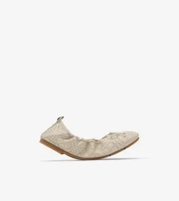 Check Leather Fawn Ballerinas​ in Nutmeg beige