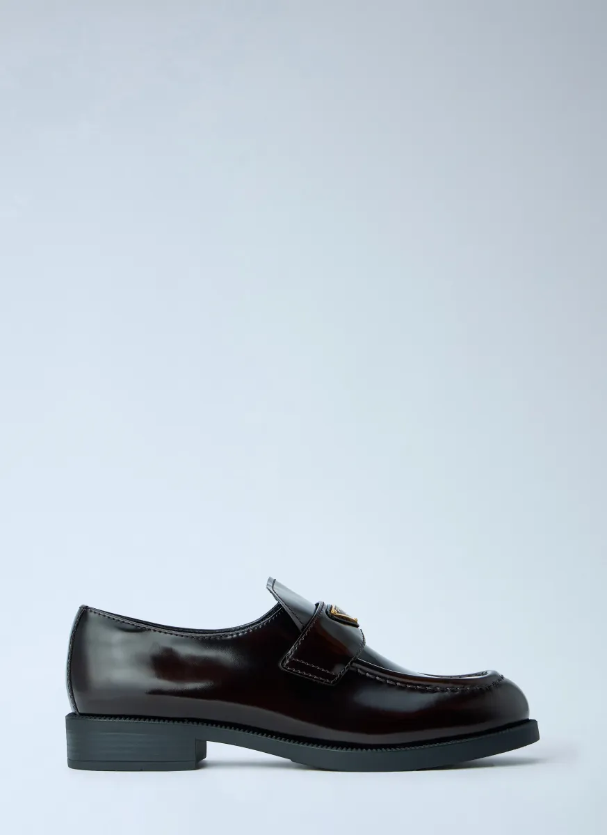 Leather Loafers with Logo Plaque