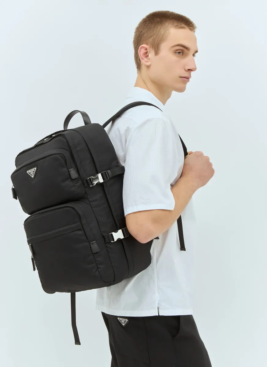 Re-Nylon And Saffiano Leather Backpack