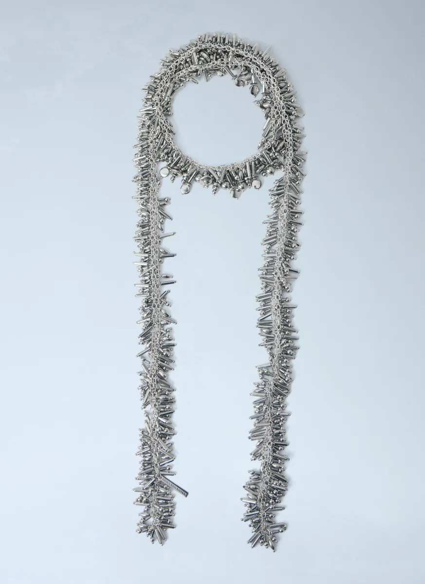 Embellished Metal Fringe Necklace