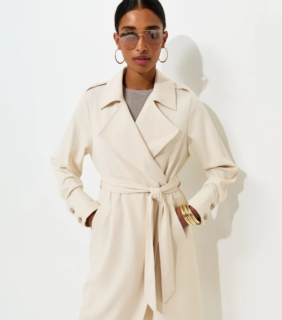 Women's Stone Waterfall Front Draped Mid-Length Coat