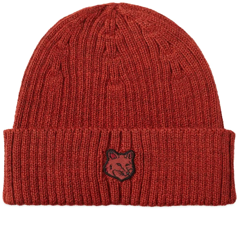 Fox Head Patch Ribbed Beanie