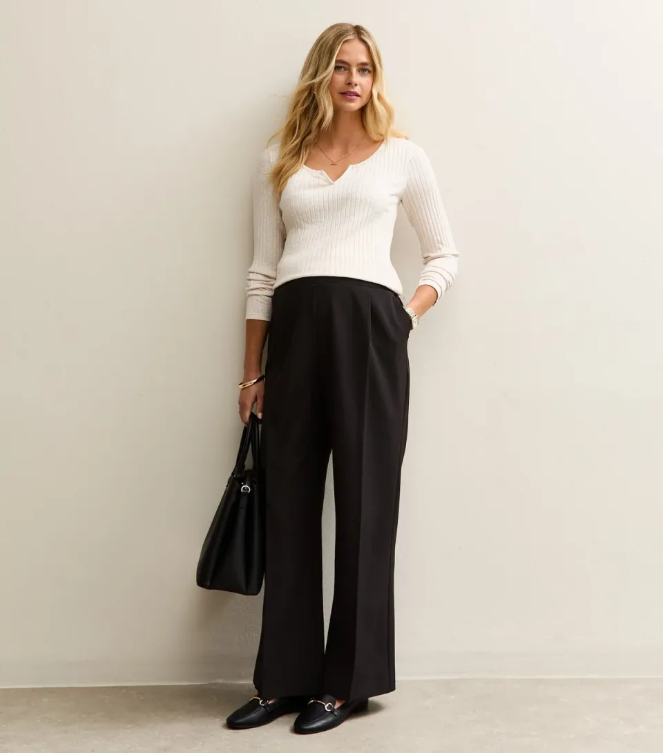 Women's Maternity Black Wide Leg Trousers