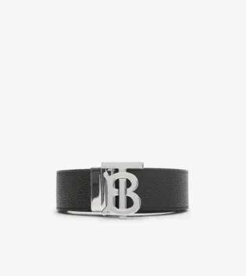 Reversible Leather TB Belt in Black/tan brown