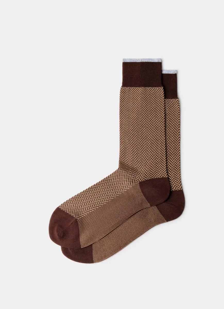 Mercerised Cotton Herringbone Socks