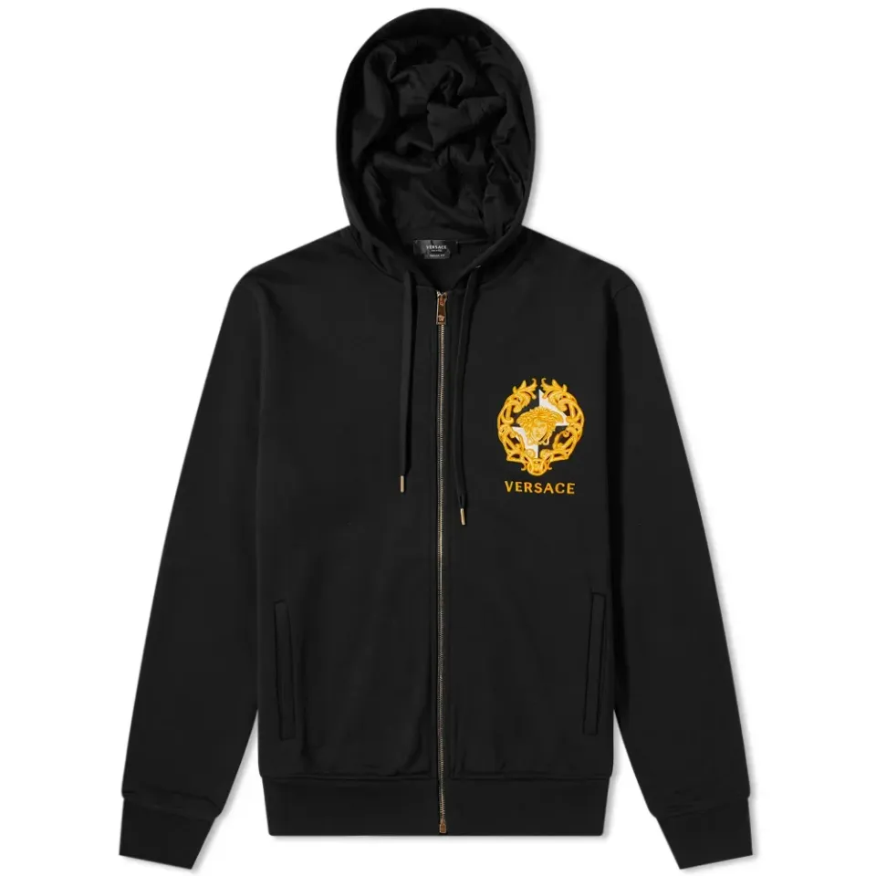 Medusa Embroidered Zip Hoodie