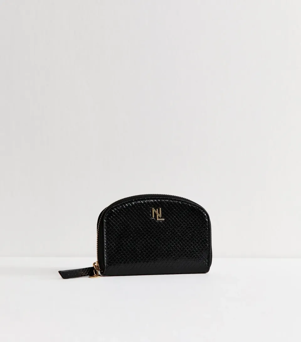 Black Lizard Pattern Faux Leather Purse