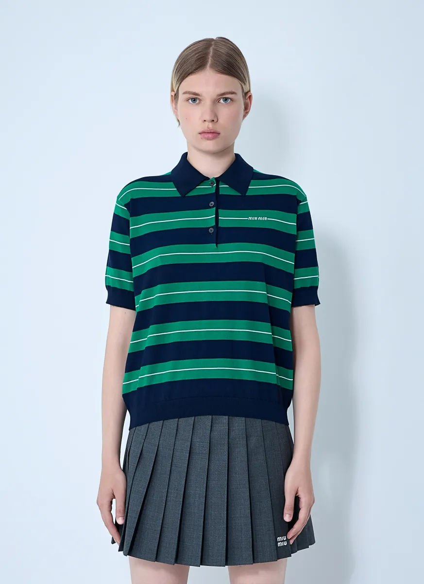 Striped Logo Motif Polo Shirt