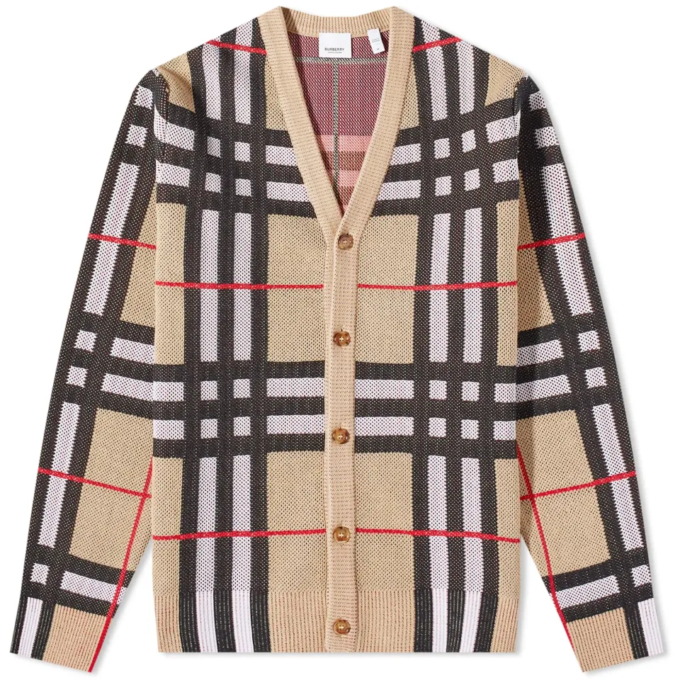 Harriford Pique Check Cardigan