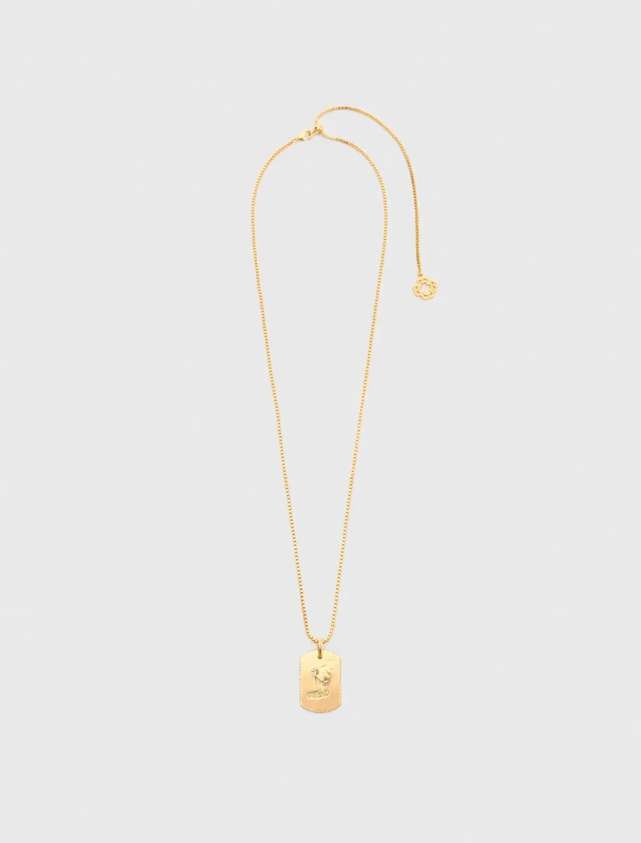 Zodiac sign plaque necklace