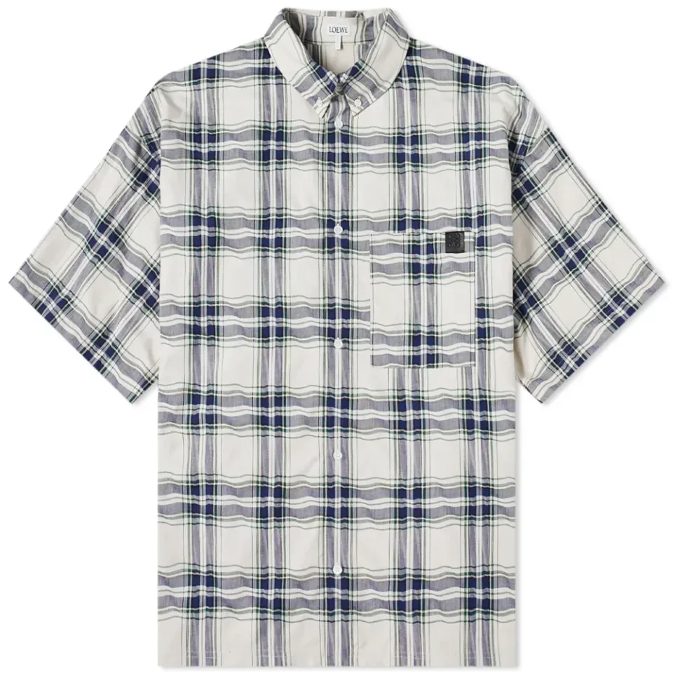 Short Sleeve Patchwork Check Shirt