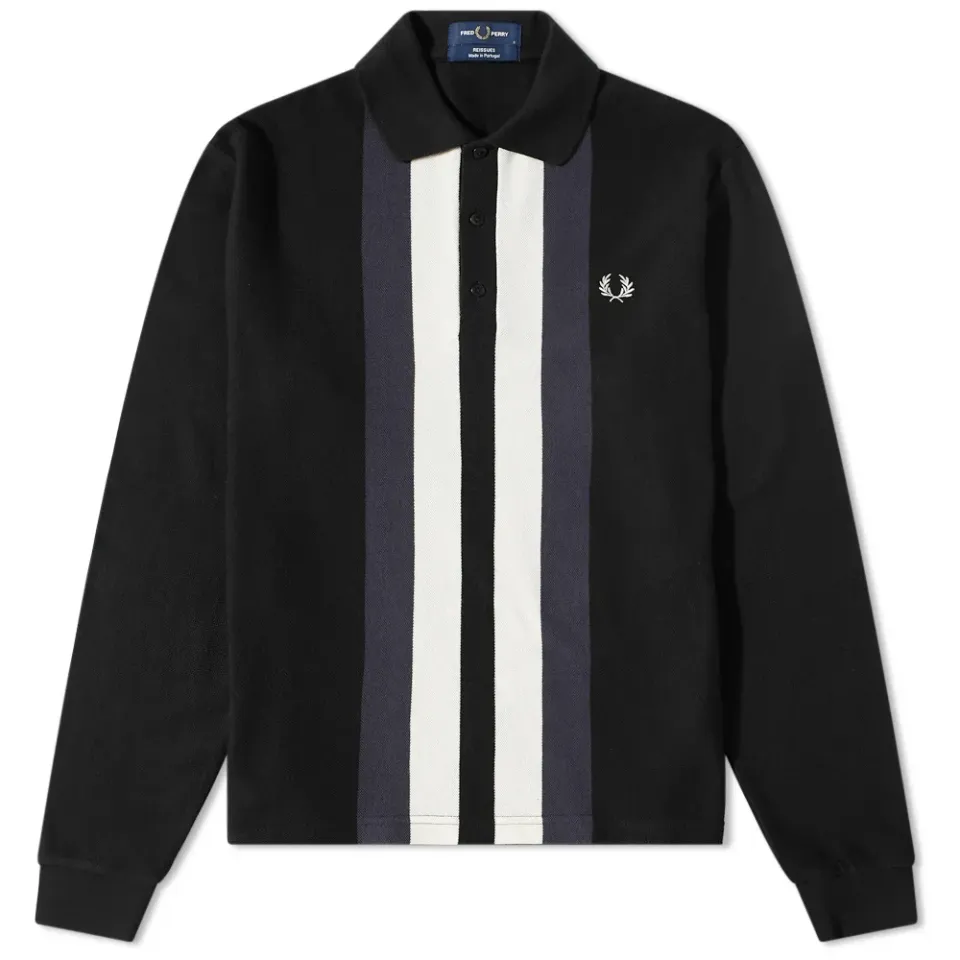 Long Sleeve Striped Polo Shirt