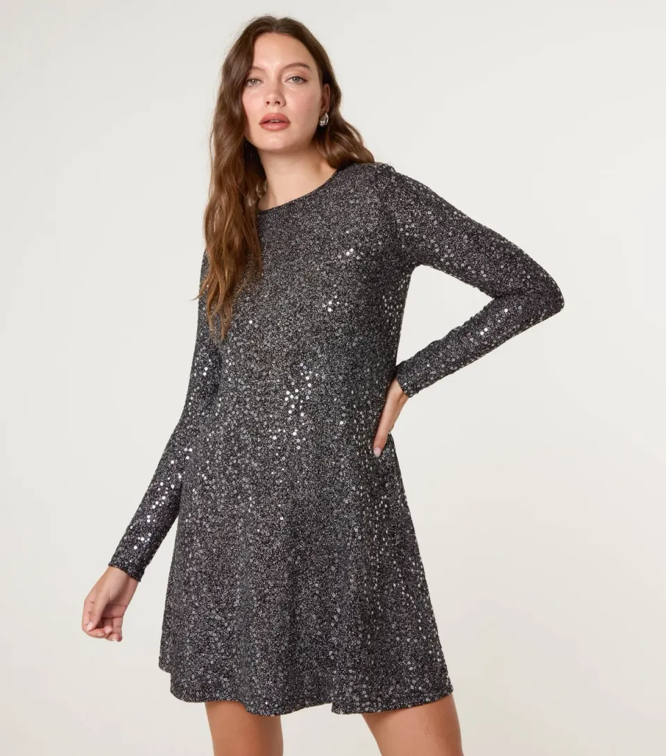 Women's Black Sequin Mini Dress