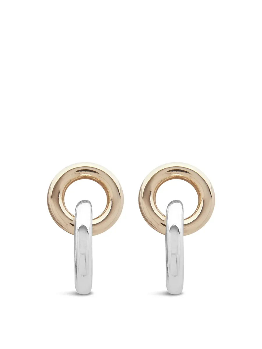 Two Tone Circle Link Drop Earrings