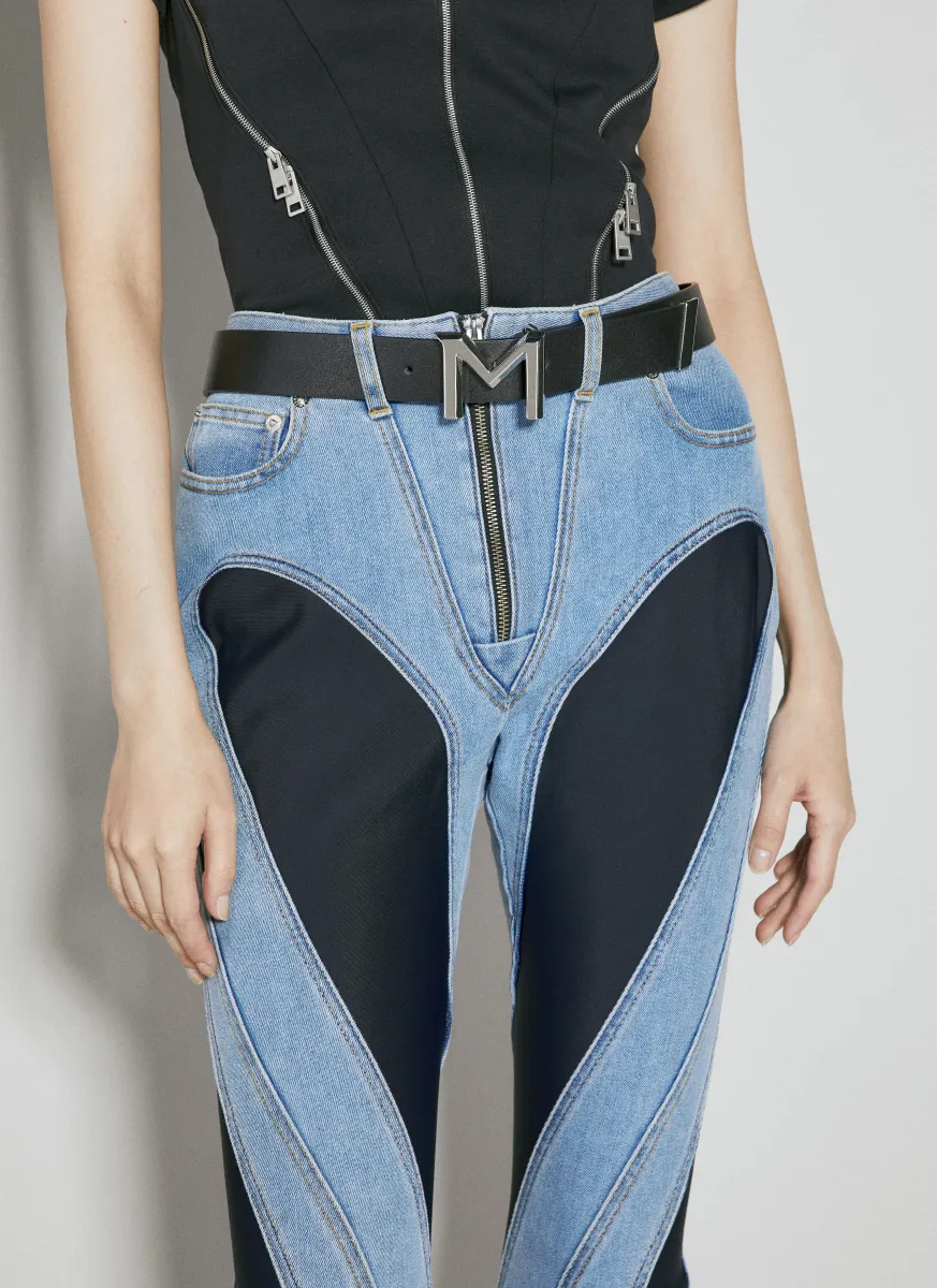 M-Buckle Leather Belt