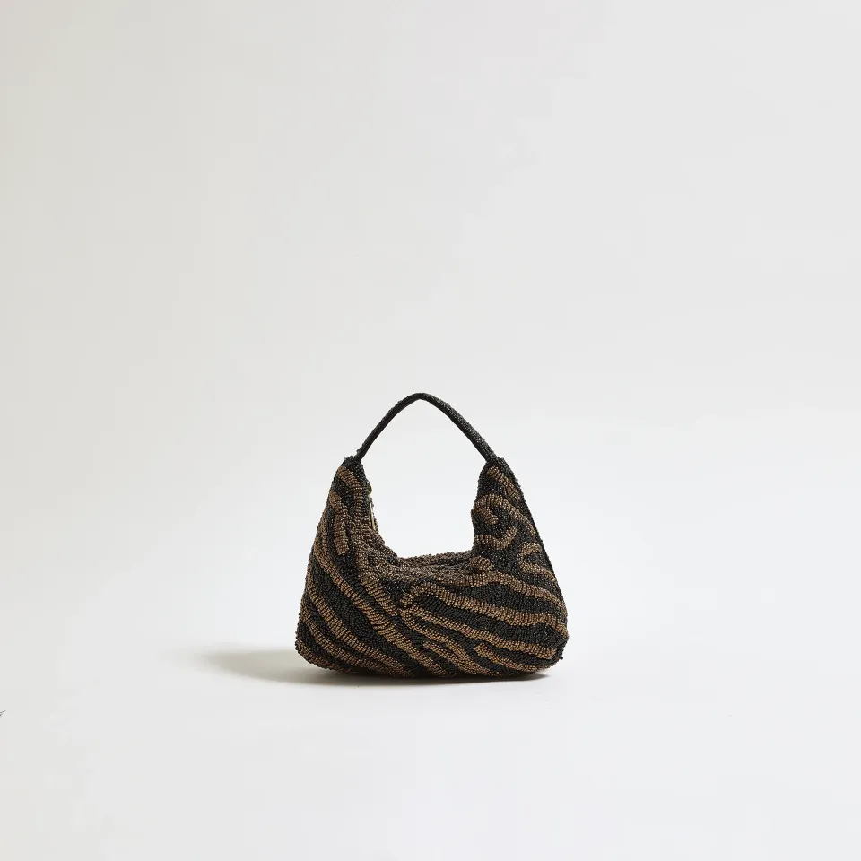 Stripe Beaded Clutch Bag