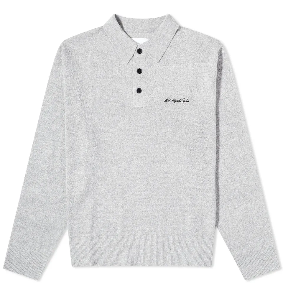 Long Sleeve Lightweight Mohair Knit Polo