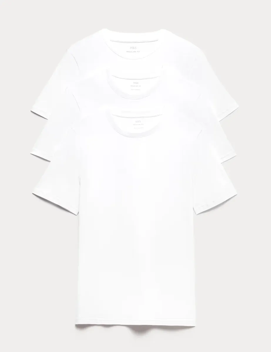 3 Pack Pure Cotton Crew Neck T-Shirts White