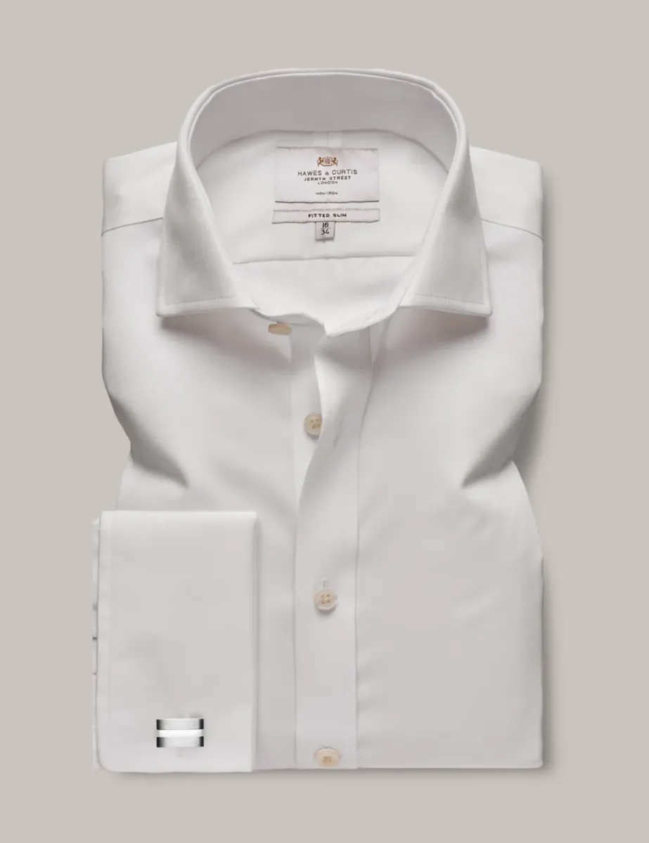 Slim Fit Non Iron Cutaway Collar Shirt White