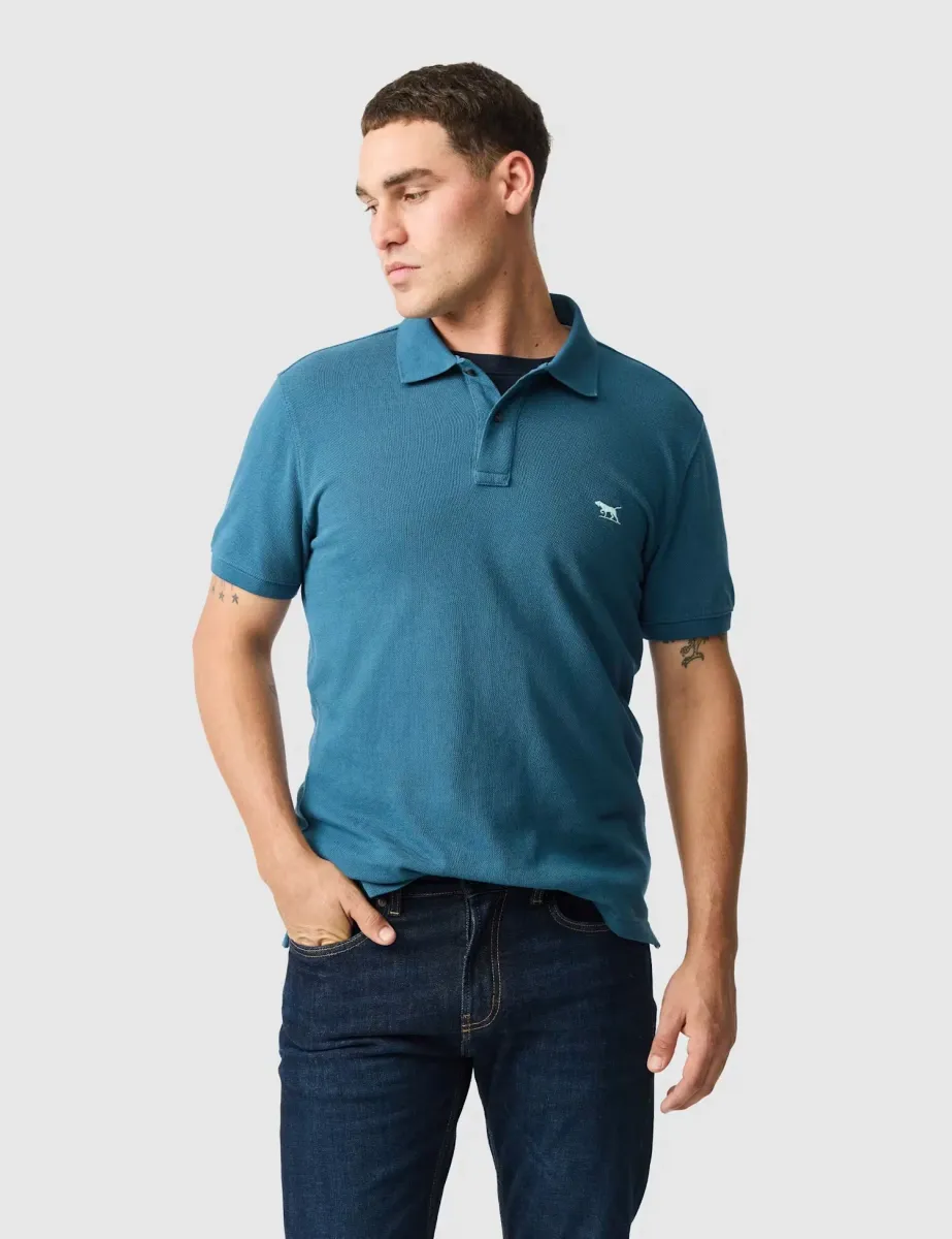 Gunn Slim Fit Pure Cotton Polo Shirt Teal