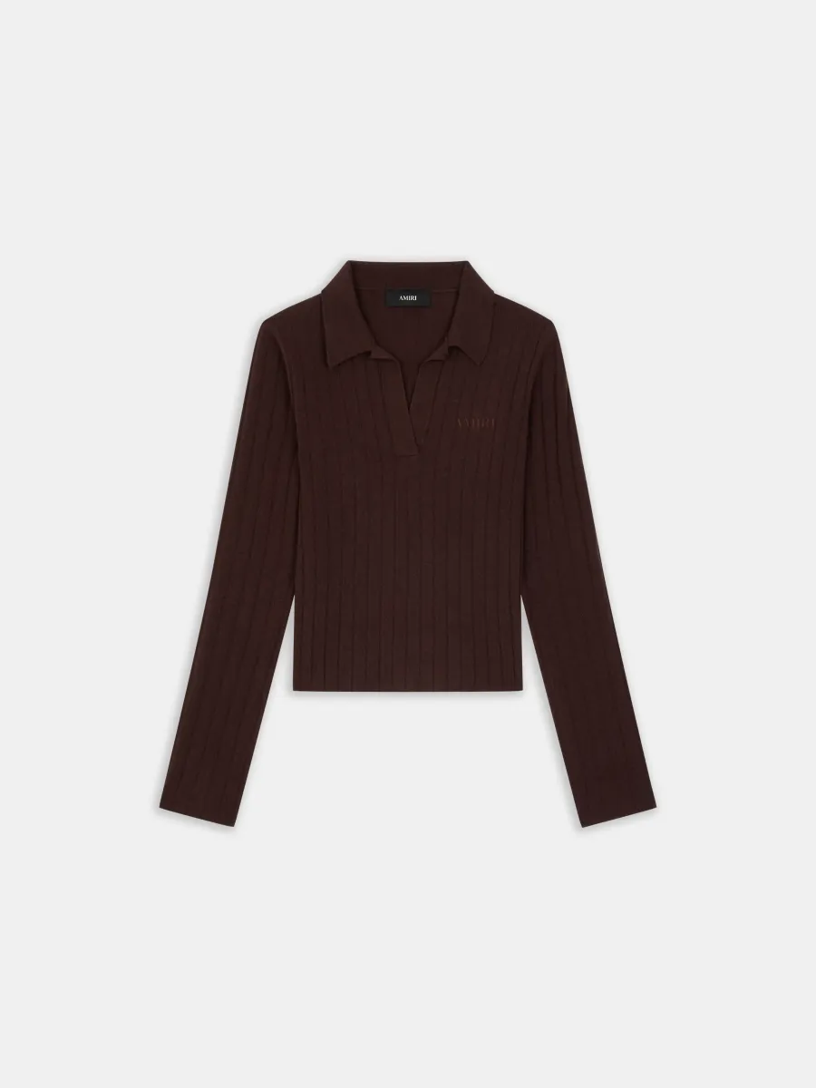 WOMEN - WOMEN'S AMIRI SOFT RIB KNIT POLO - Husk