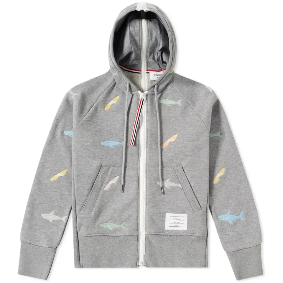 Embroidered Shark & Surfboard Hoody