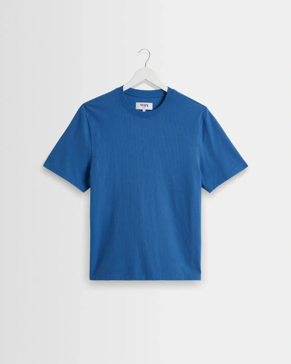 Dean - French Blue Textured Organic Cotton t-Shirt