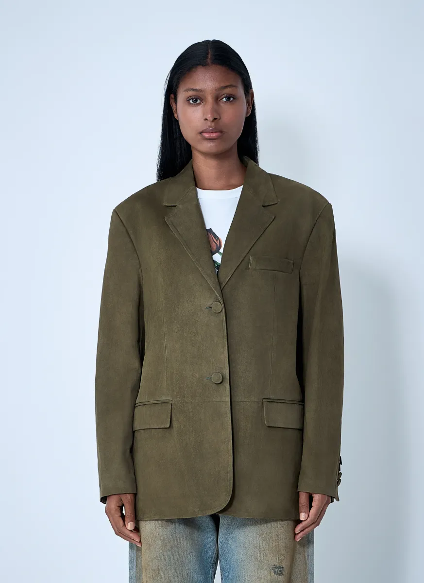 Suede Single-Breasted Blazer