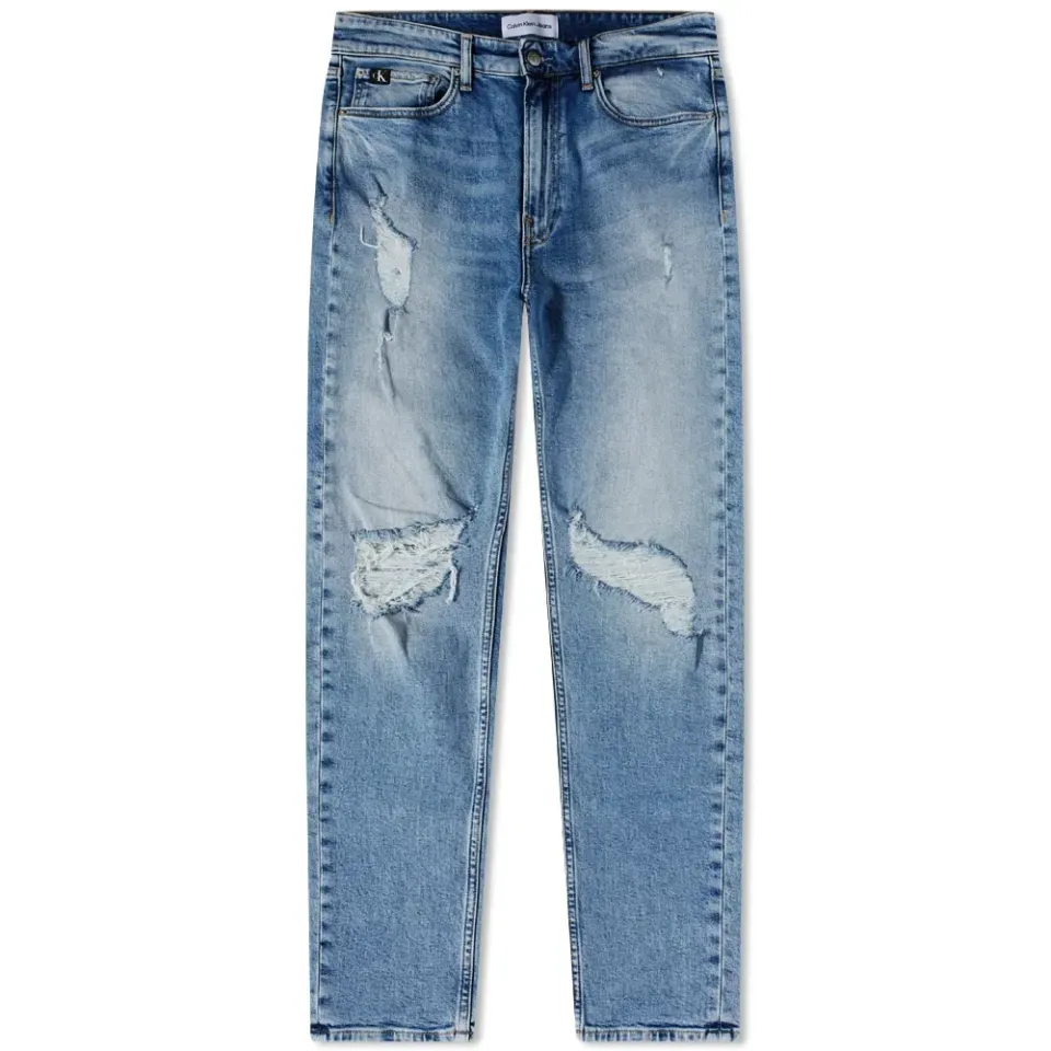 Slim Taper Light Wash Distressed Jeans