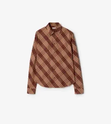 Relaxed Fit Check Cotton Shirt in Ginger orange