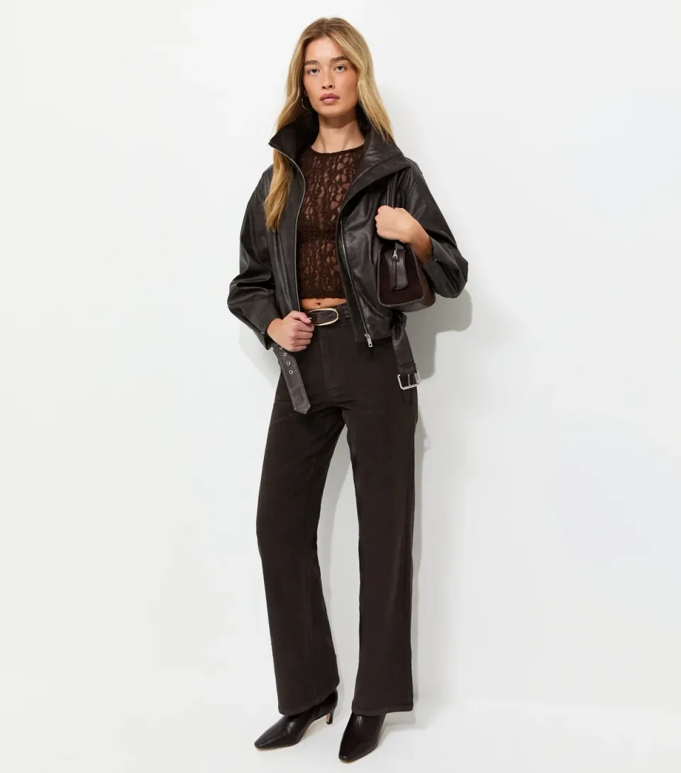Women's Tall Dark Brown Corduroy Wide Leg Trousers