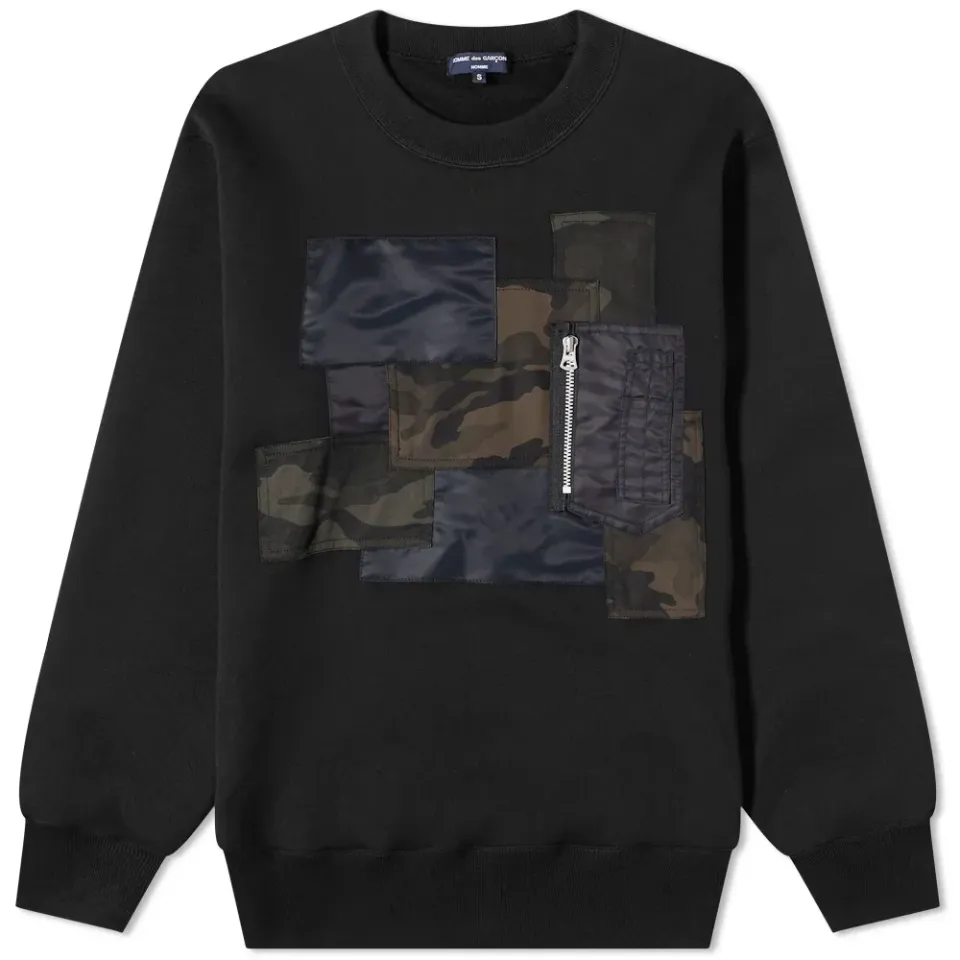 Mulit Patch Zip Pocket Crew Sweat