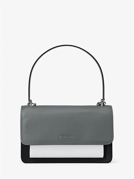 Claire Large Color-Block Pebbled Leather Shoulder Bag