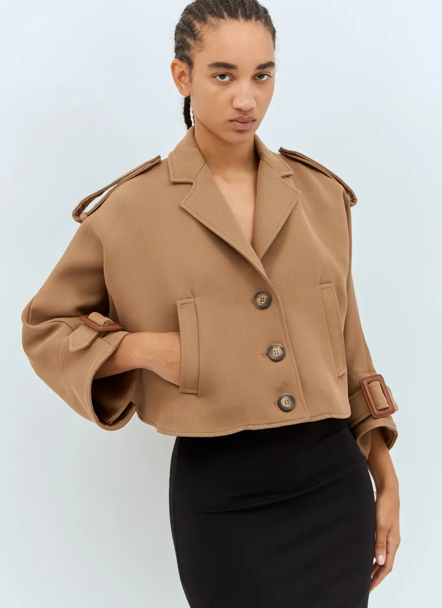 Wool And Cotton Trench-Style Cape