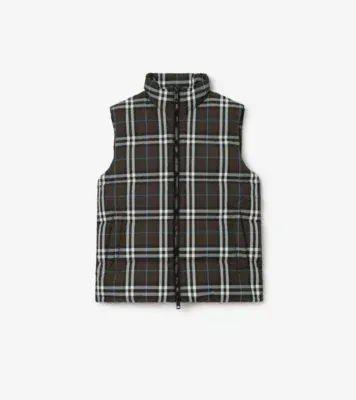 Check Puffer Gilet in Snug brown