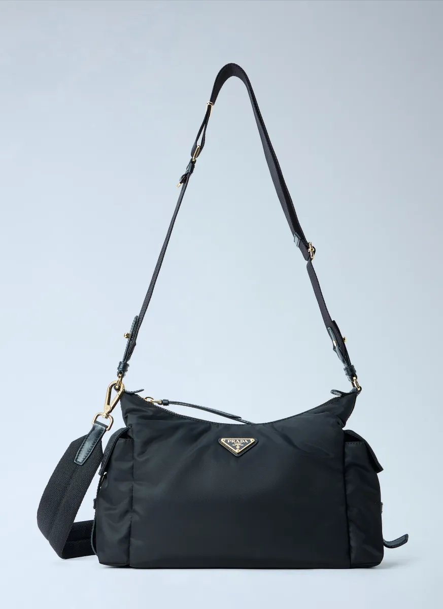 Explore Large Re-Nylon and Leather Shoulder Bag