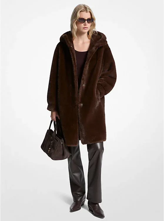 Faux Fur Hooded Coat