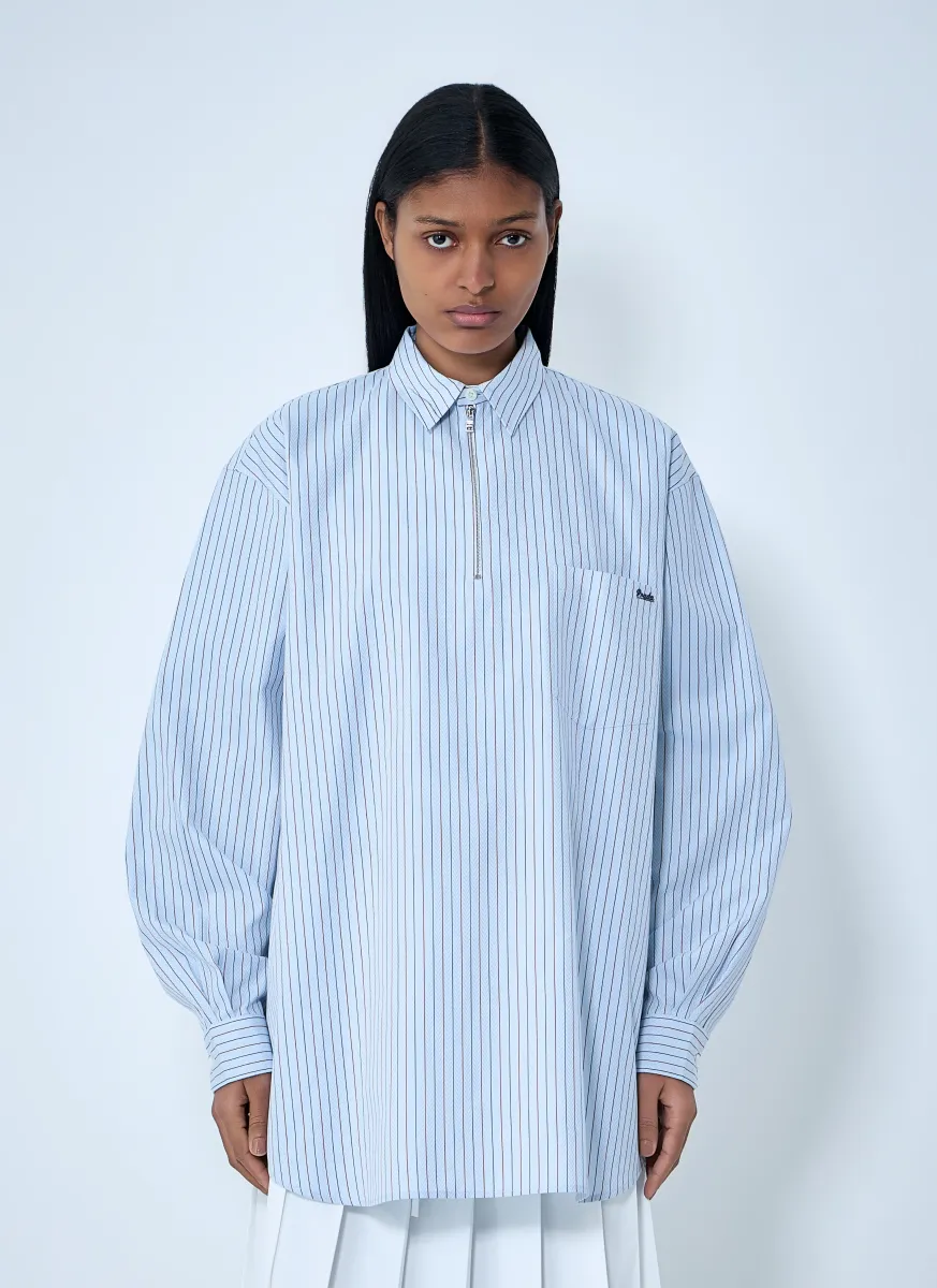 Half-Zip Pinstripe Shirt