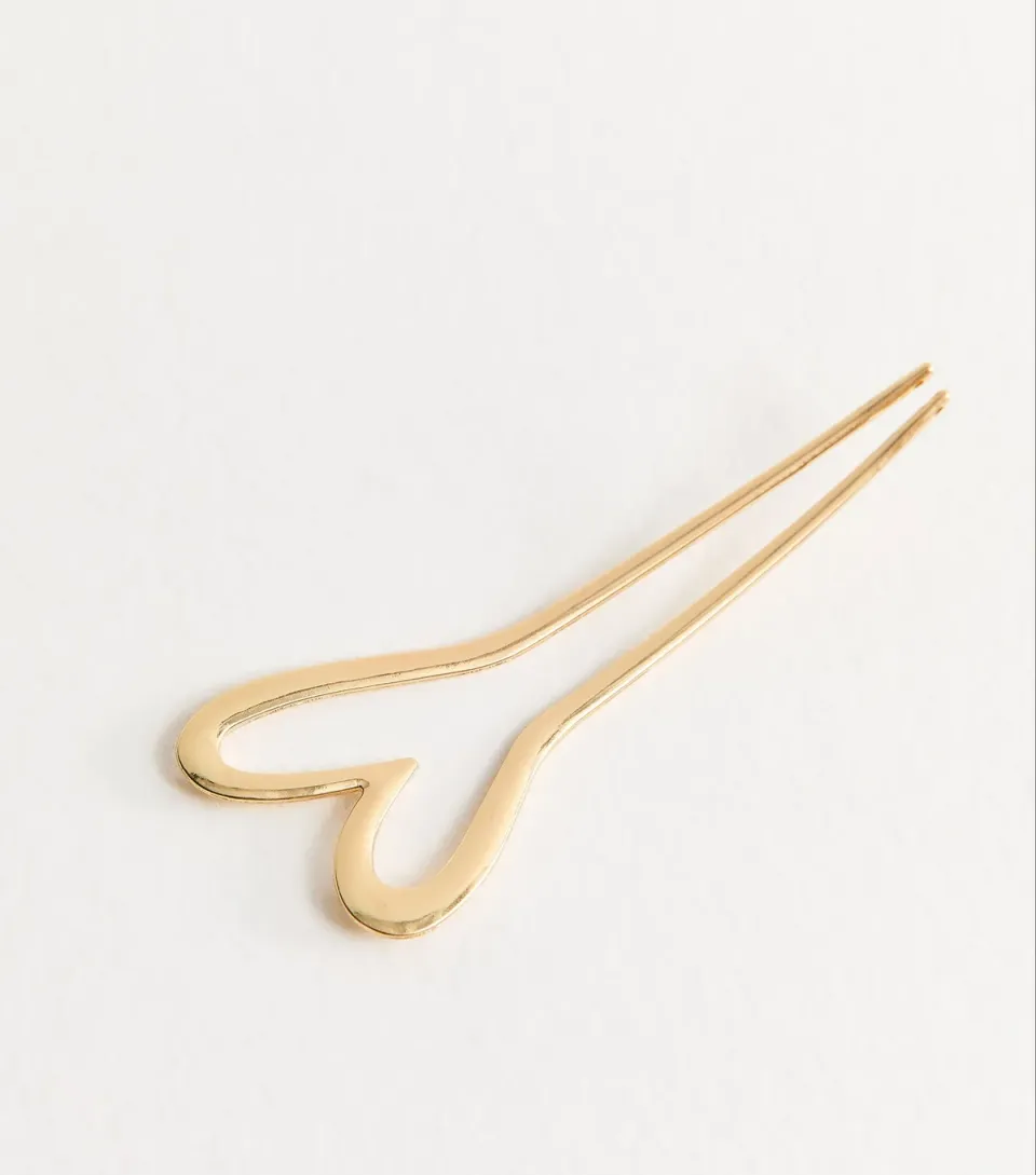 Gold Tone Heart Hair Pin