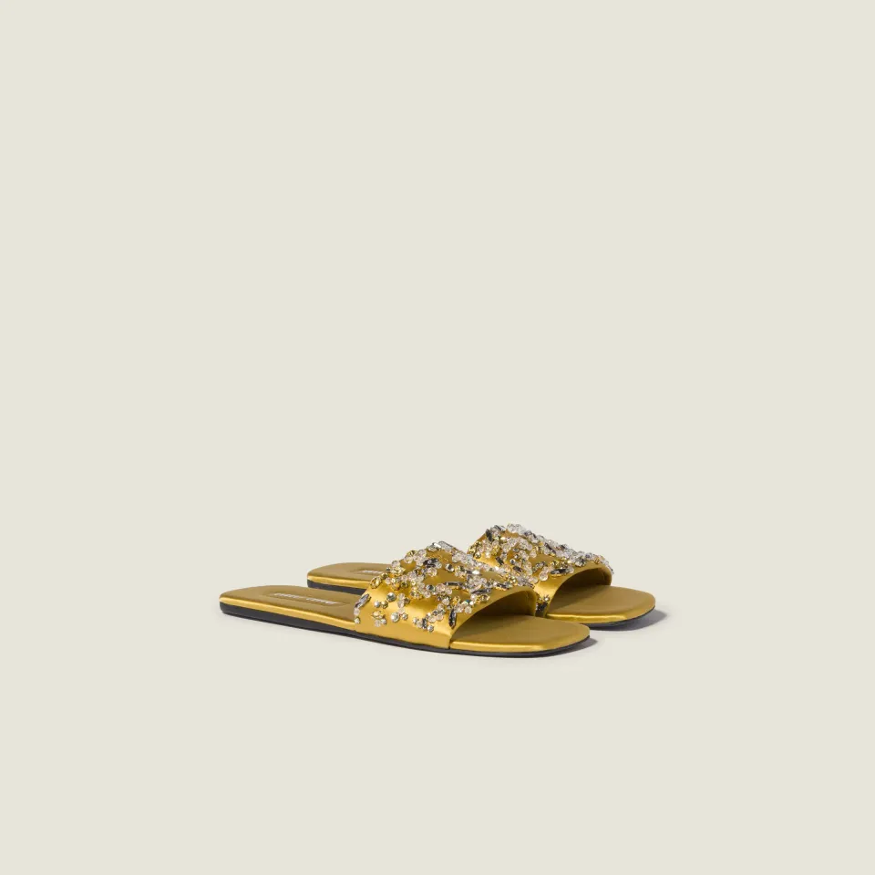 Slider sandals with crystals