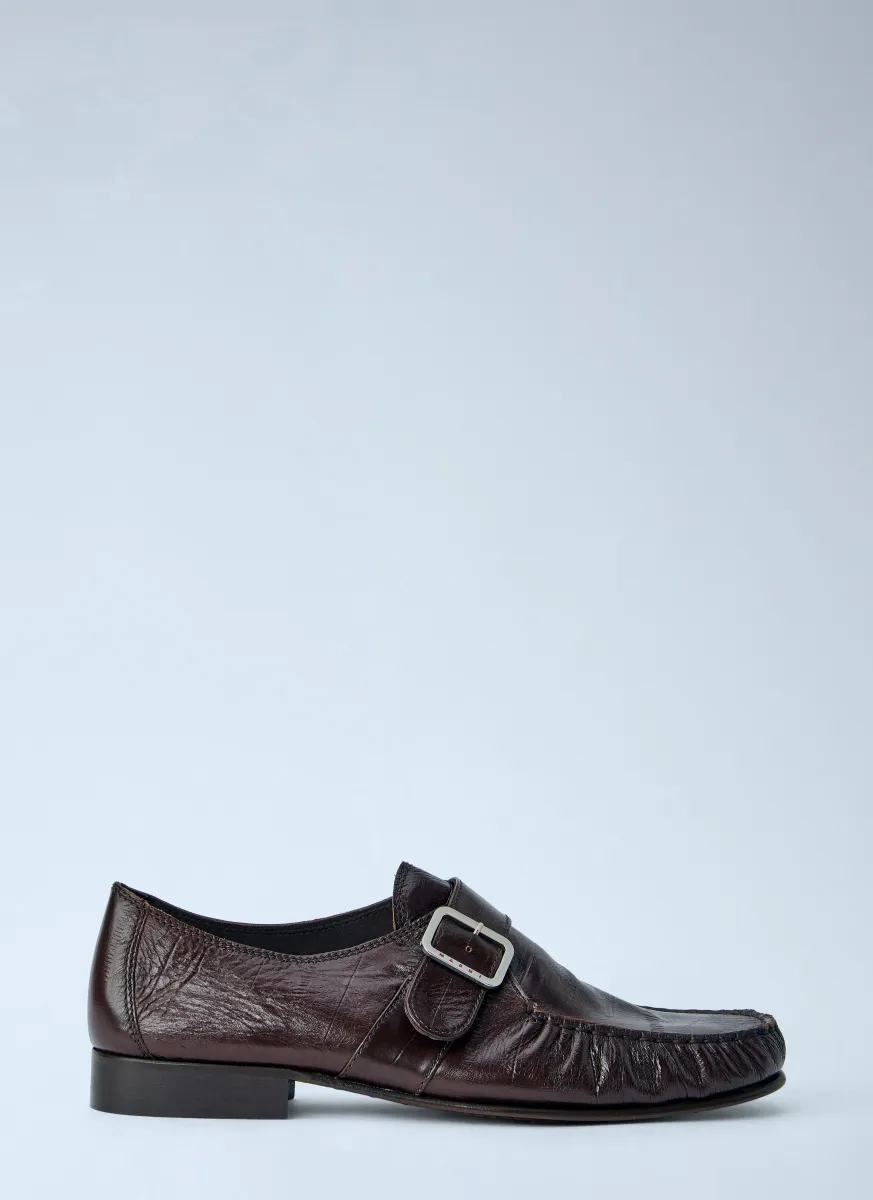 Buckle Detail Leather Loafers