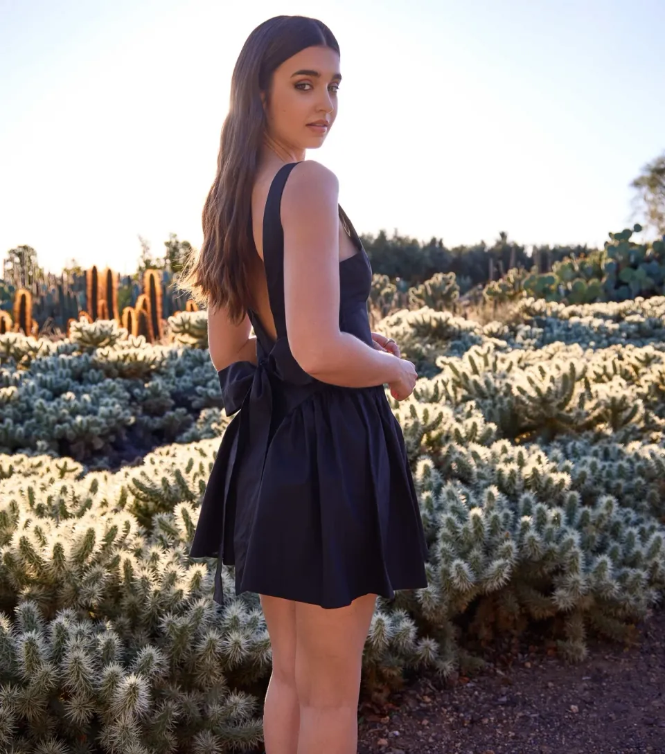 Women's Black Bow Back Mini Dress