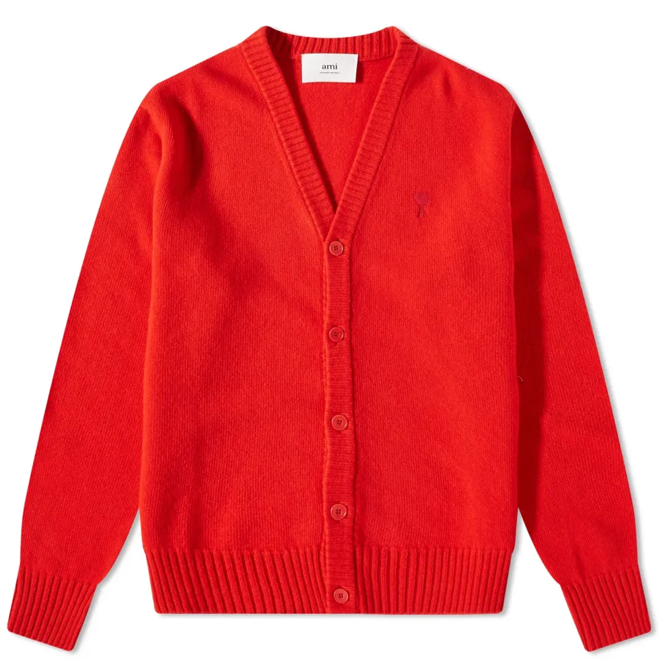AMI Tonal Small Heart Cardigan