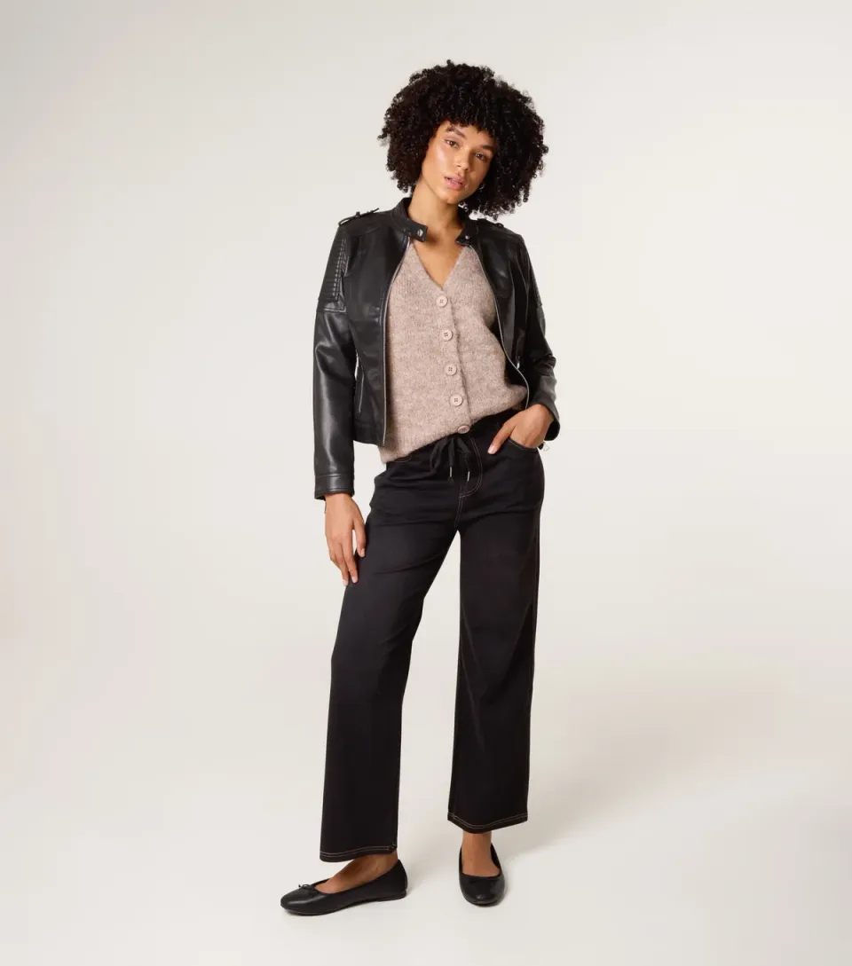 Women's Black Elasticated Waist Jeans