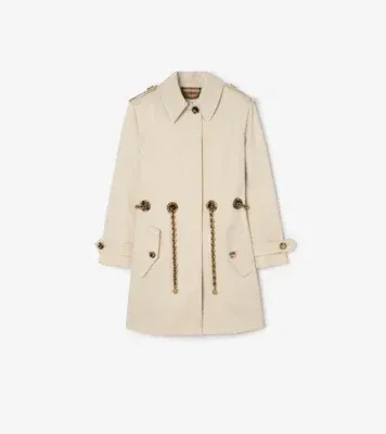 Short Gabardine Stonehaven Car Coat in Clam beige - Women, Cotton Gabardine